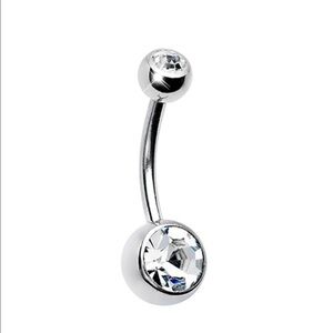Round Wrapped Cubic Zirconia White Gold Plated Belly Ring